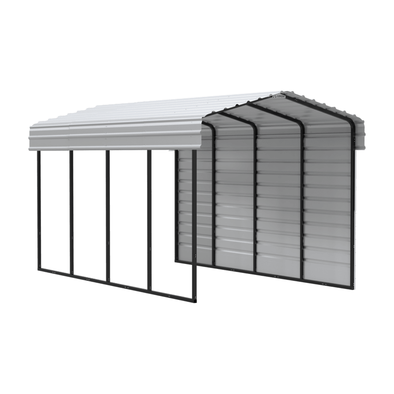 Arrow 1-Sided Enclosure 10x20x9 Galvanized Steel Carport Kit - Eggshell (CPH102009ECL1)