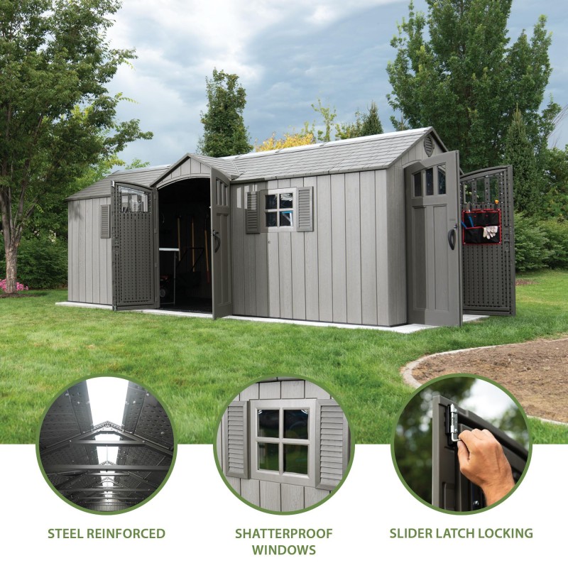 Lifetime 20x8 Plastic Storage Shed Kit W/ Floor (60351) - Image 4