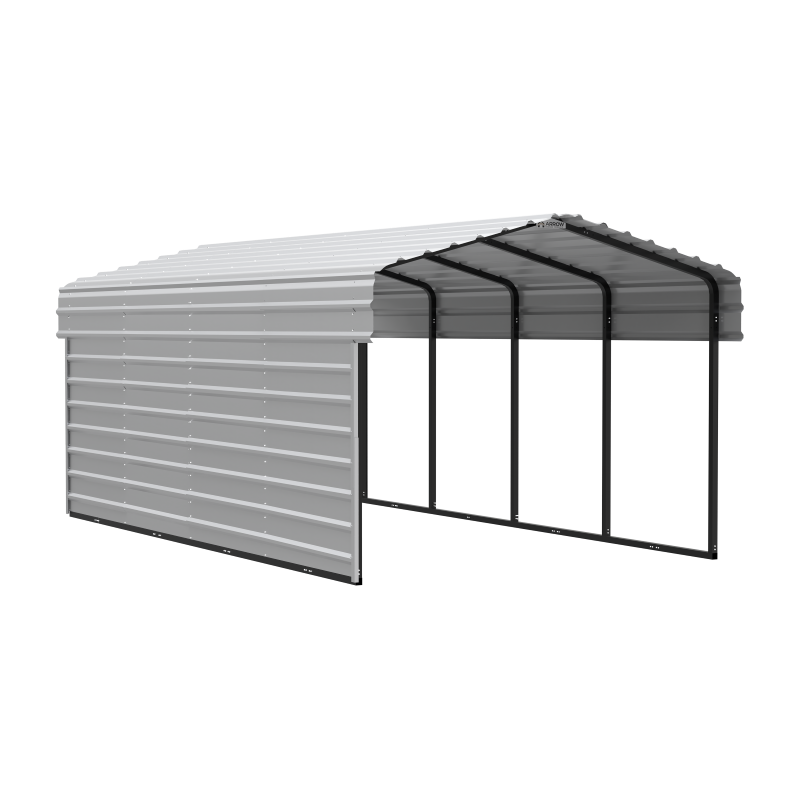 Arrow 1-Sided 10 X 20 X 7 Enclosure Galvanized Steel Carport Kit- Eggshell (CPH102007ECL1) - Image 3