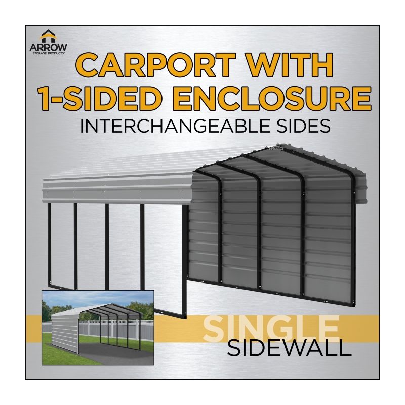 Arrow 1-Sided 10x24x9 Galvanized Steel Carport Kit - Charcoal (CPHC102409ECL1) - Image 6