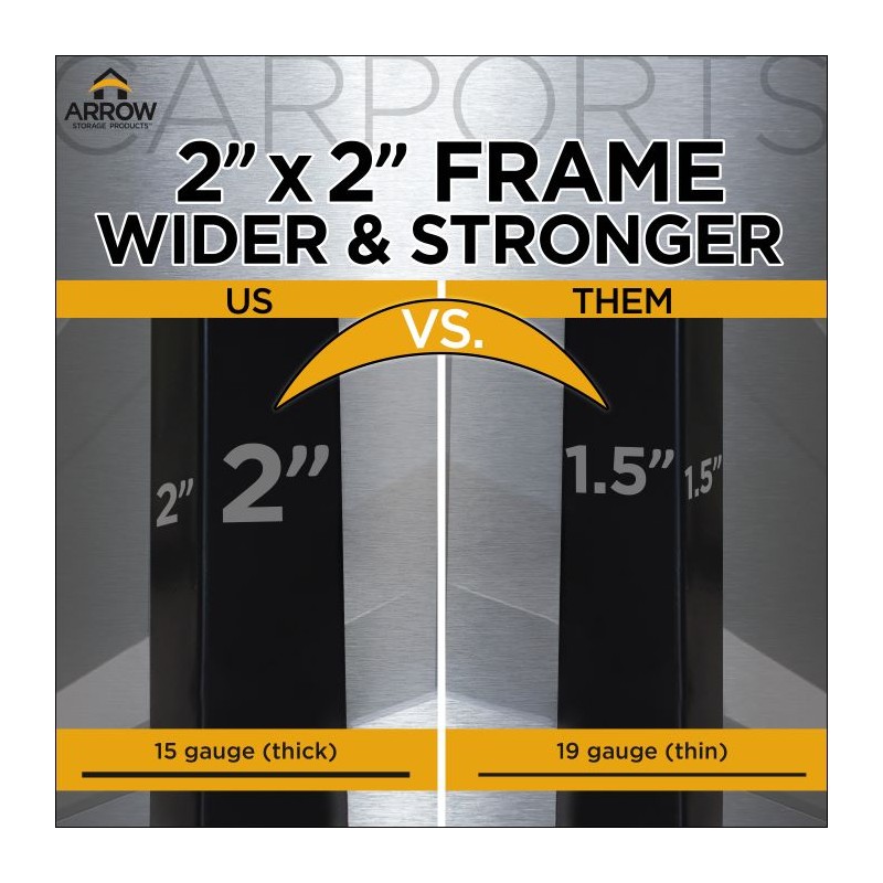 Arrow 1-Sided 10x24x9 Galvanized Steel Carport Kit - Charcoal (CPHC102409ECL1) - Image 5