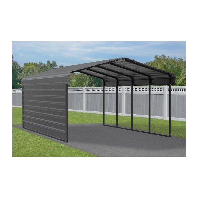 Arrow 1-Sided 12x20x7 Galvanized Steel Carport Kit - Charcoal (CPHC122007ECL1) - Image 3