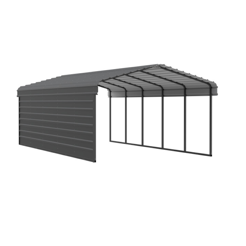 Arrow 1-Sided 12x24x7 Galvanized Steel Carport Kit - Charcoal (CPHC122407ECL1)