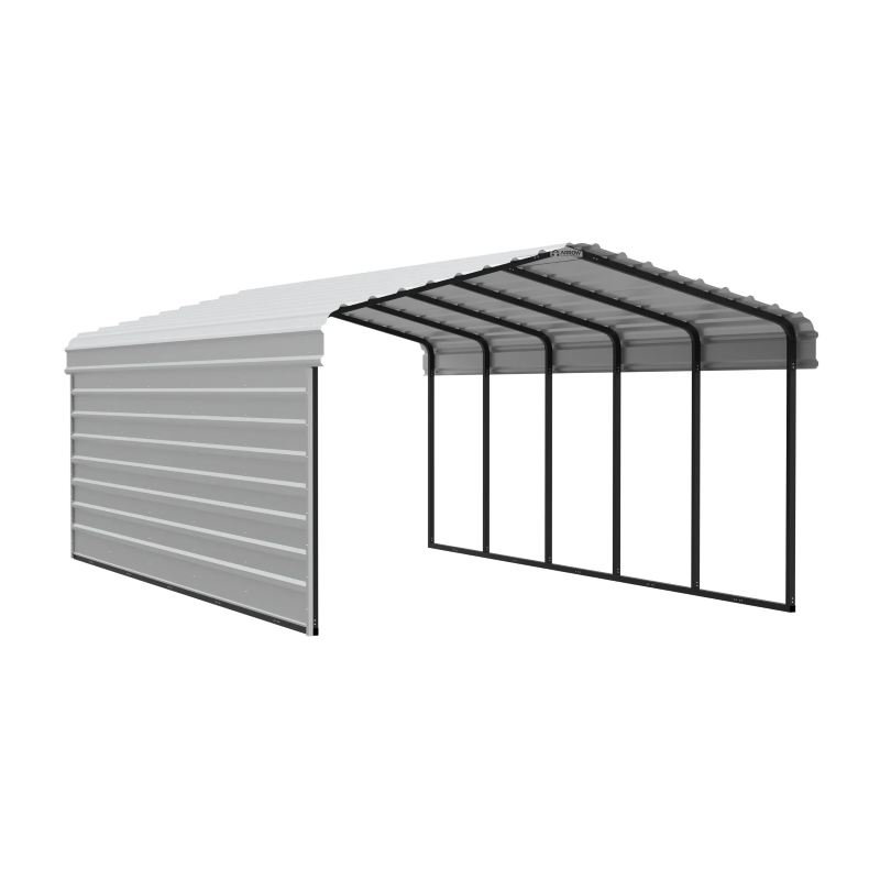 Arrow 1-Sided 12x24x7 Galvanized Steel Carport Kit - Eggshell (CPH122407ECL1)