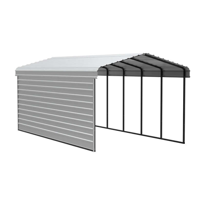 Arrow 1-Sided 12x24x9 Galvanized Steel Carport Kit - Eggshell (CPH122409ECL1)