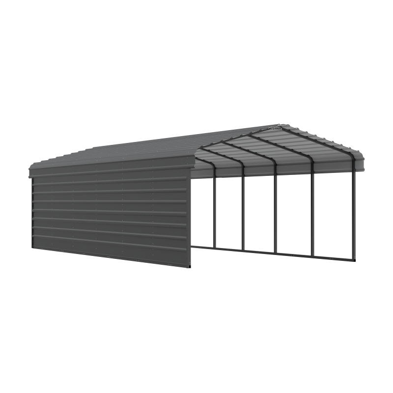 Arrow 1-Sided 12x29x7 Galvanized Steel Carport Kit - Charcoal (CPHC122907ECL1)