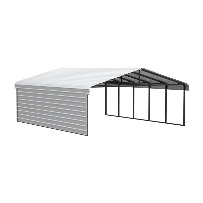 Arrow 1-Sided 20x24x7 Galvanized Steel Carport Kit - Eggshell (CPH202407ECL1)