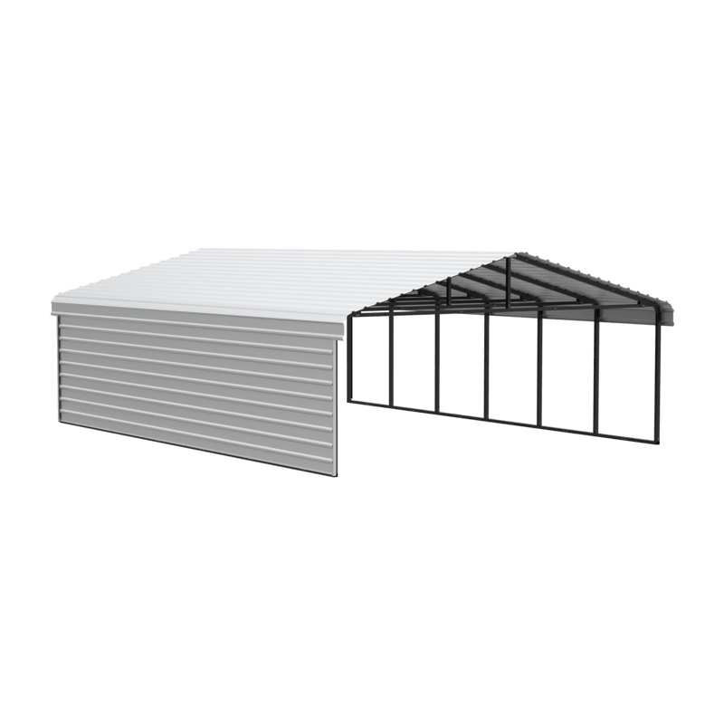 Arrow 1-Sided 20x29x7 Galvanized Steel Carport Kit - Eggshell (CPH202907ECL1)