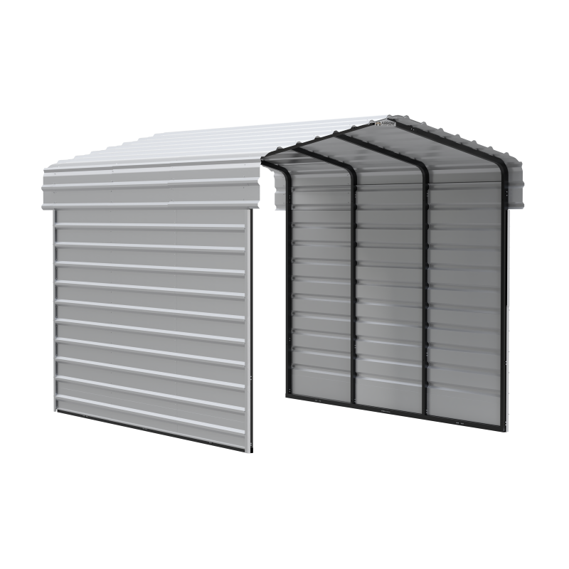 Arrow 2-Sided 10x15x9 Enclosure Galvanized Steel Carport Kit- Eggshell (CPH101509ECL2)