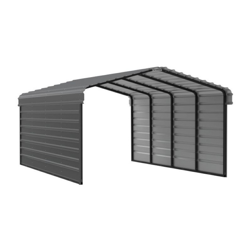 Arrow 2-Sided 12x20x7 Galvanized Steel Carport Kit - Charcoal (CPHC122007ECL2)