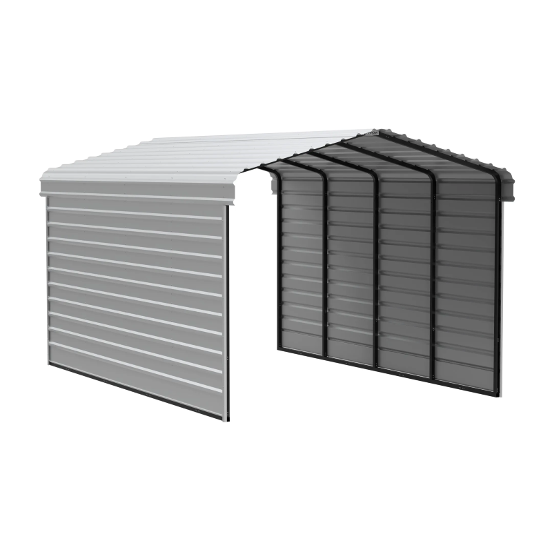 Arrow 2-Sided 12x20x9 Galvanized Steel Carport Kit - Eggshell (CPH122009ECL2)