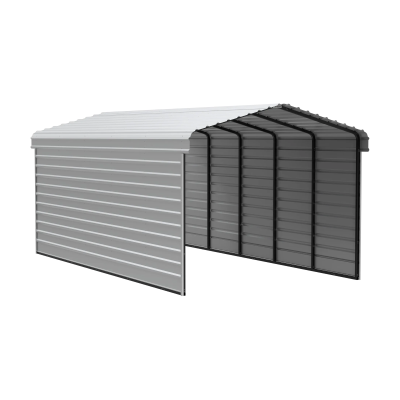 Arrow 2-Sided 12x24x9 Galvanized Steel Carport Kit - Eggshell (CPH122409ECL2)
