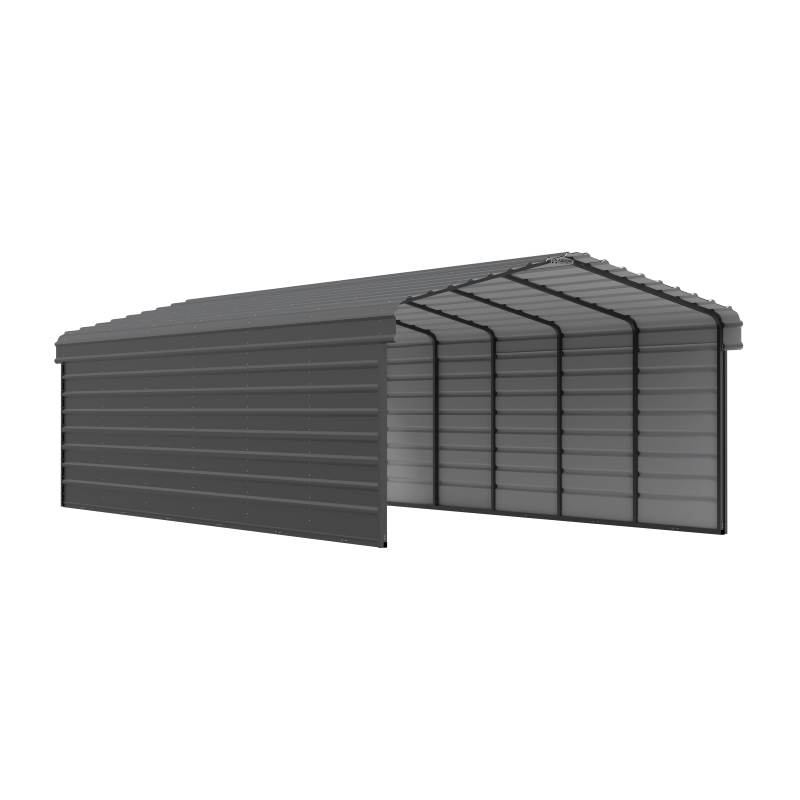 Arrow 2-Sided 12x29x7 Galvanized Steel Carport Kit - Charcoal (CPHC122907ECL2)