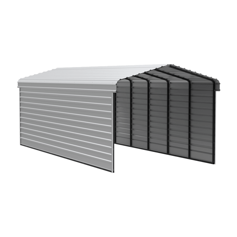 Arrow 2-Sided 12x29x9 Galvanized Steel Carport Kit - Eggshell (CPH122909ECL2)