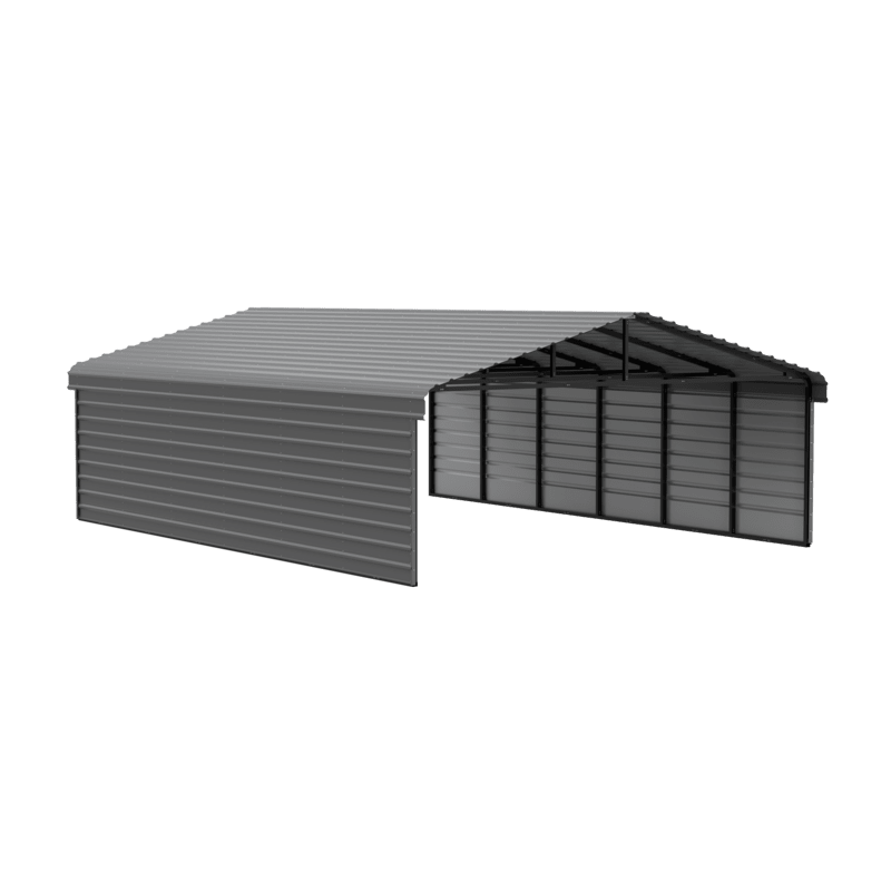 Arrow 2-Sided 20x29x7 Enclosure Galvanized Steel Carport Kit- Charcoal (CPHC202907ECL2)