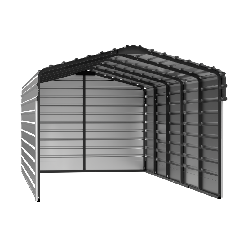 Arrow 3-Sided 12x24x9 Galvanized Steel Carport Kit - Eggshell (CPH122409ECL3)