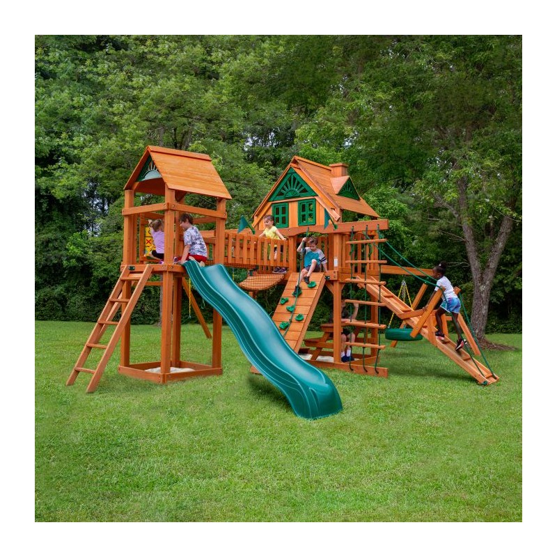 Gorilla Pioneer Peak Treehouse Cedar Wood Swing Set Kit w/ Amber Posts - Amber (01-0055-AP)