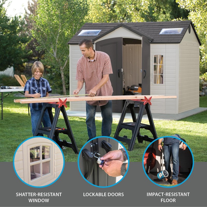 Lifetime 10x8 Ft Plastic Storage Shed Kit W/ Floor (60005) - Image 4