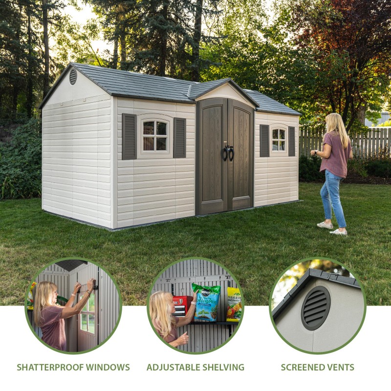Lifetime 15x8 Legacy Outdoor Plastic Storage Shed Kit (60465) - Image 3