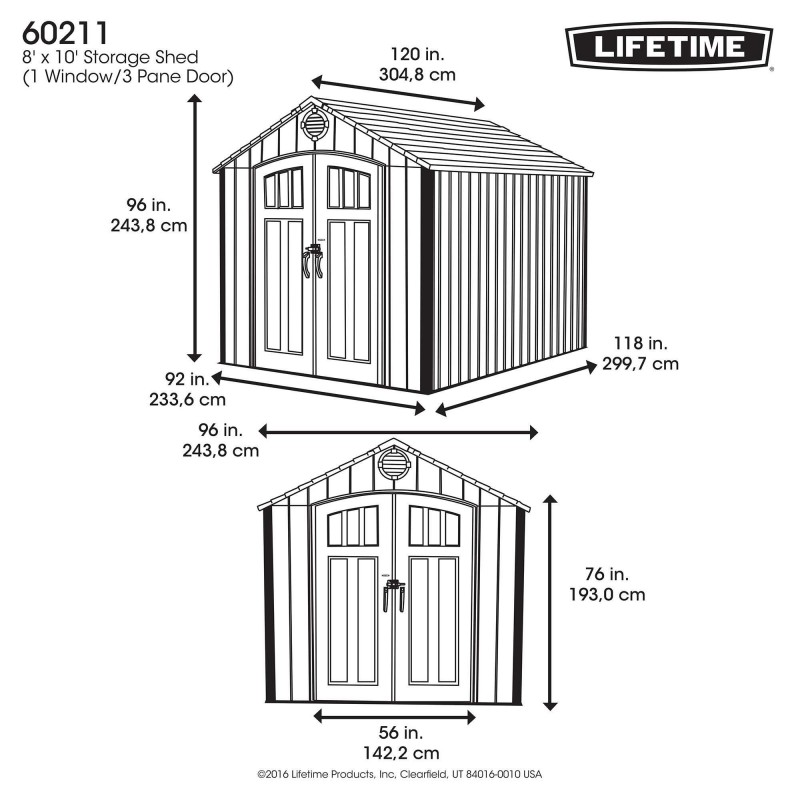 Lifetime 8x10 Plastic Shed Kit W/ Vertical Siding - Rough Cut Roof Brown (60211A) - Image 7