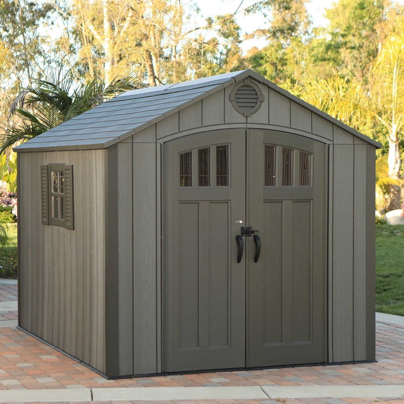 Lifetime 8x10 Plastic Shed Kit W/ Vertical Siding - Rough Cut Roof Brown (60211A)