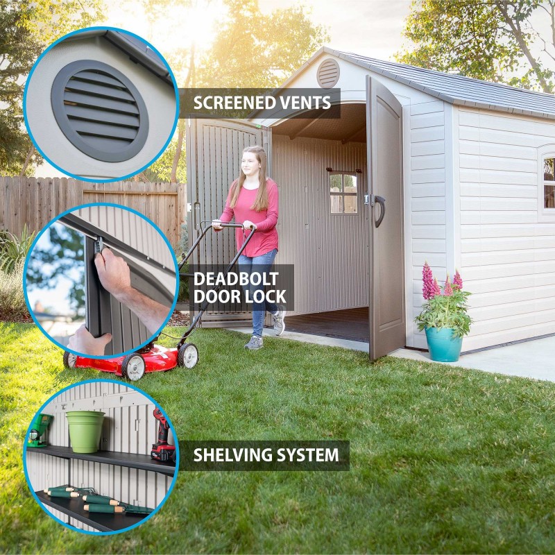 Lifetime 8x15 Plastic Storage Shed Kit W/ 2 Windows (60075) - Image 4