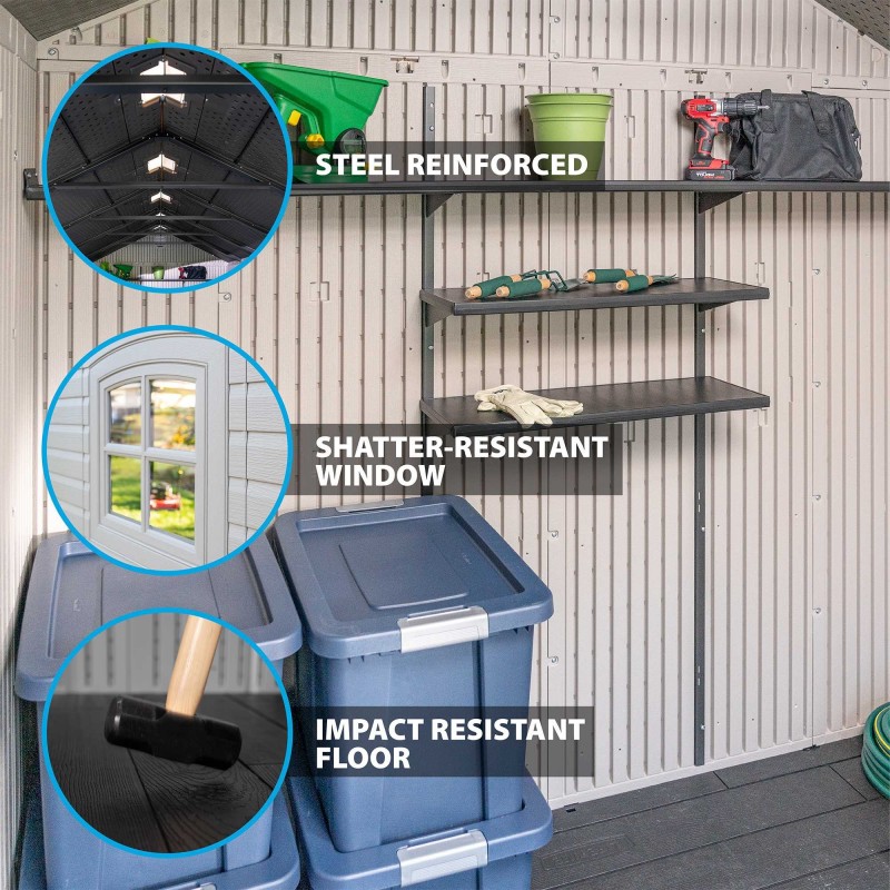 Lifetime 8x15 Plastic Storage Shed Kit W/ 2 Windows (60075) - Image 5