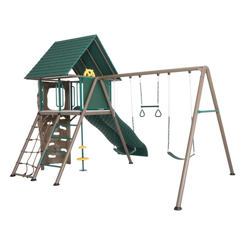 Lifetime Double Slide Adventure Metal Swing Set - Tan And Green (90797) - Image 4
