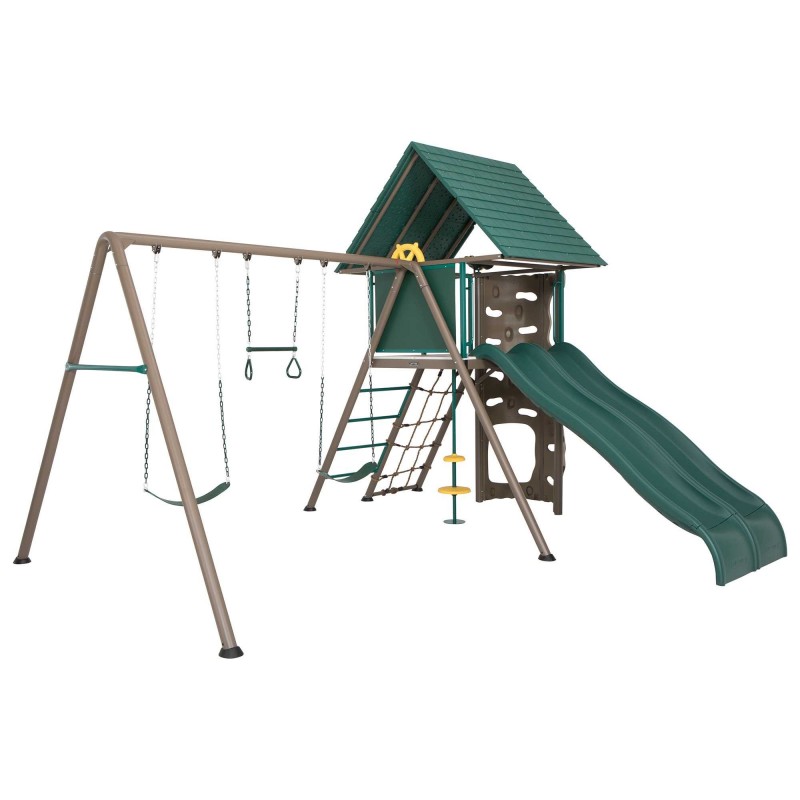 Lifetime Double Slide Adventure Metal Swing Set - Tan And Green (90797) - Image 5