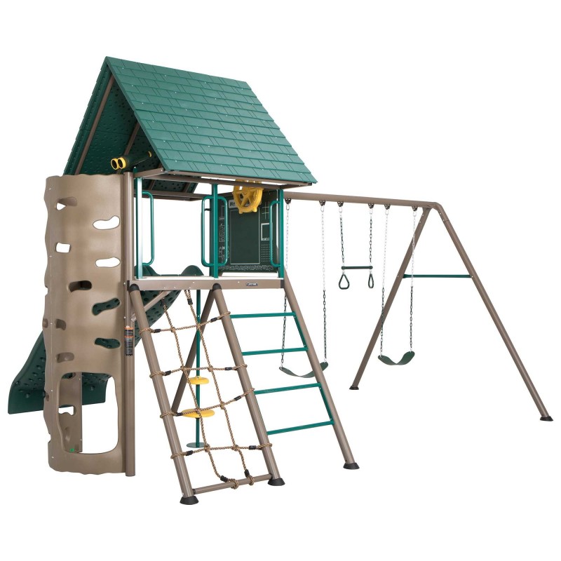 Lifetime Double Slide Adventure Metal Swing Set - Tan And Green (90797) - Image 6