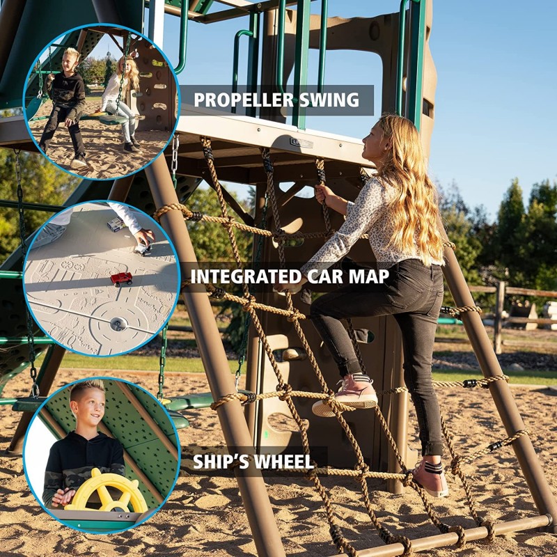 Lifetime Big Stuff Swing Set With Clubhouse - Earthtone (91069) - Image 4