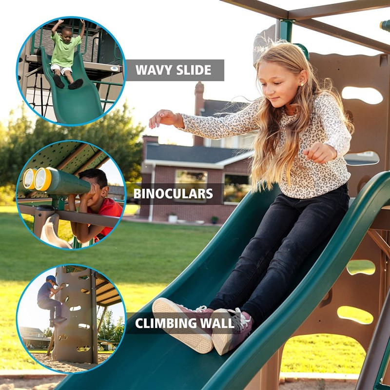 Lifetime Big Stuff Swing Set With Clubhouse - Earthtone (91069) - Image 6