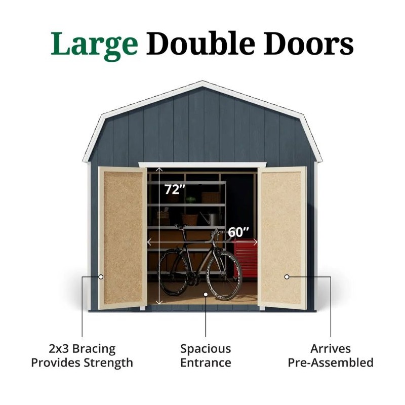 Little Cottage Co. 10x12 Value Gambrel Barn Shed Kit W/ 6' Sidewalls (10x12 VGB-6-PC) - Image 4