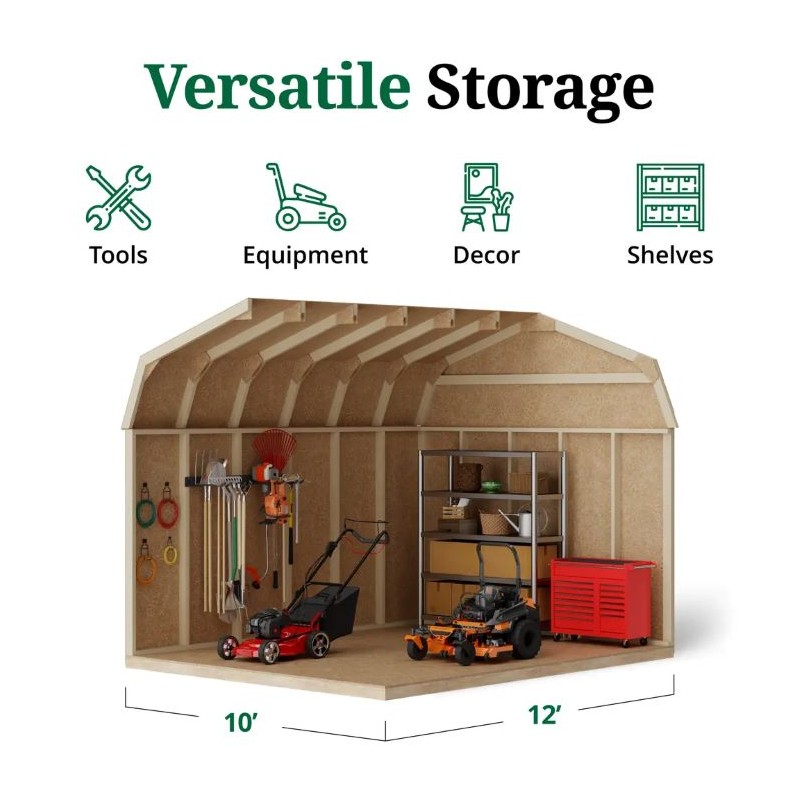 Little Cottage Co. 10x12 Value Gambrel Barn Shed Kit W/ 6' Sidewalls (10x12 VGB-6-PC) - Image 5
