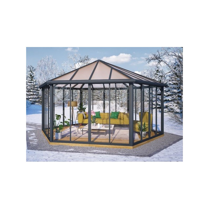 Palram – Canopia 19.5x17 Garda Aluminum Enclosed Gazebo Kit - Gray (HG9185)