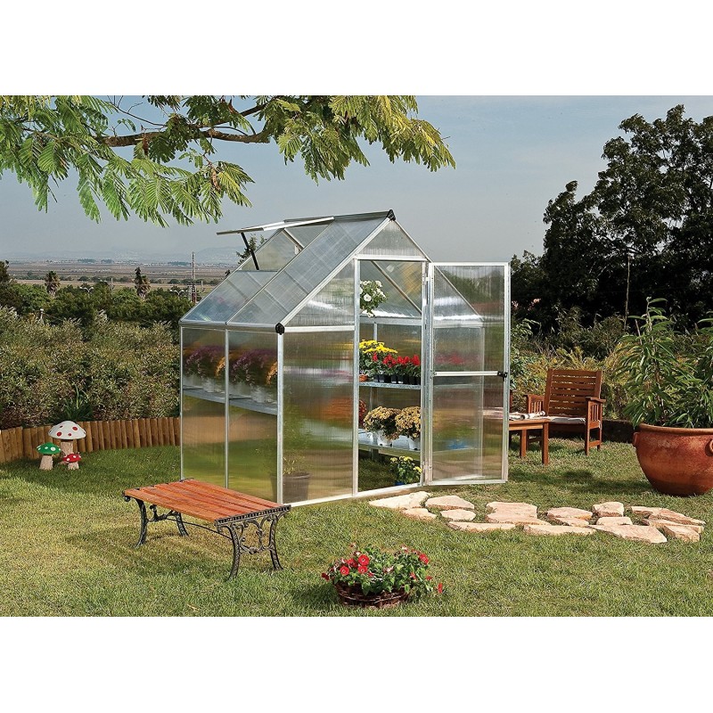Palram – Canopia 6x4 Mythos Aluminum Greenhouse Kit - Silver (HG5005)