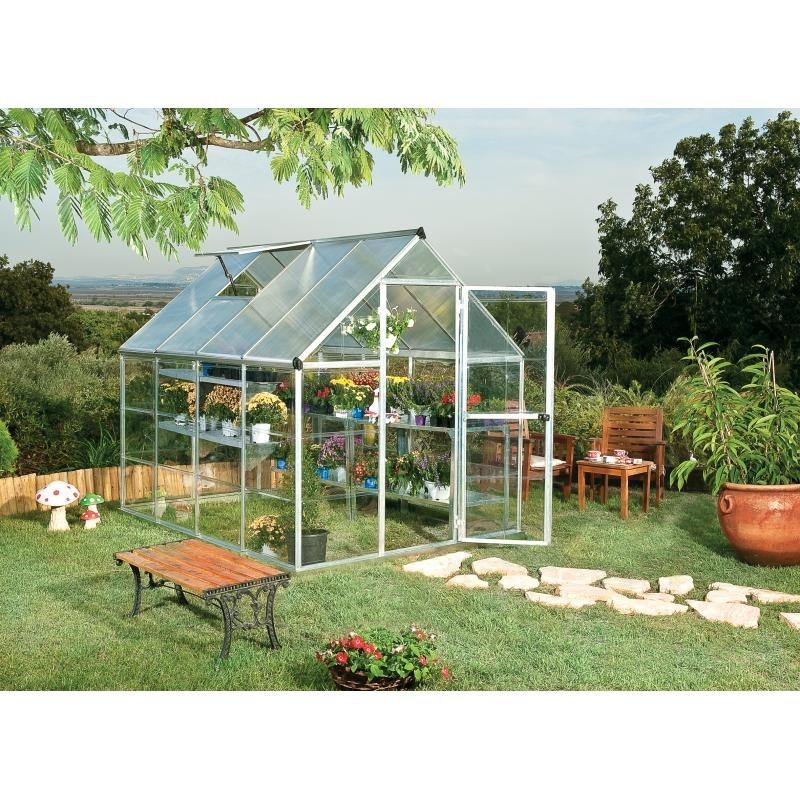 Palram – Canopia 6x8 Hybrid Metal Greenhouse Kit - Silver (HG5508)
