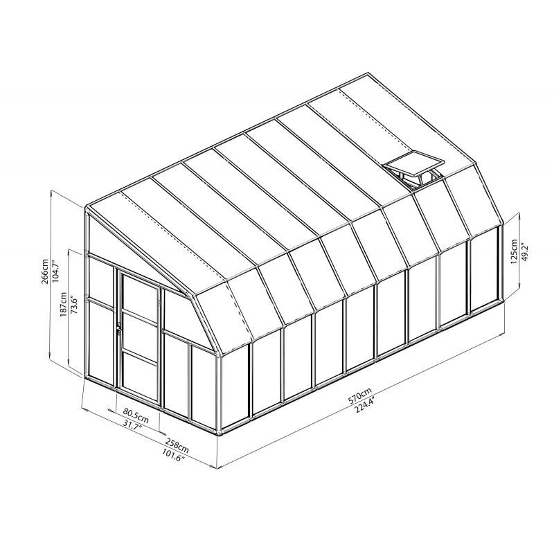 Palram Canopia 8x18 Sun Room 2 Greenhouse Kit - White (HG7618) - Image 5