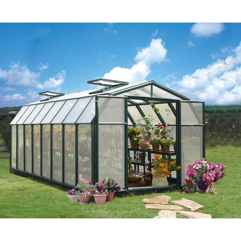 Palram – Canopia 8x20 Hobby Gardener 2 Resin Greenhouse Kit - Dark Green (HG7120)