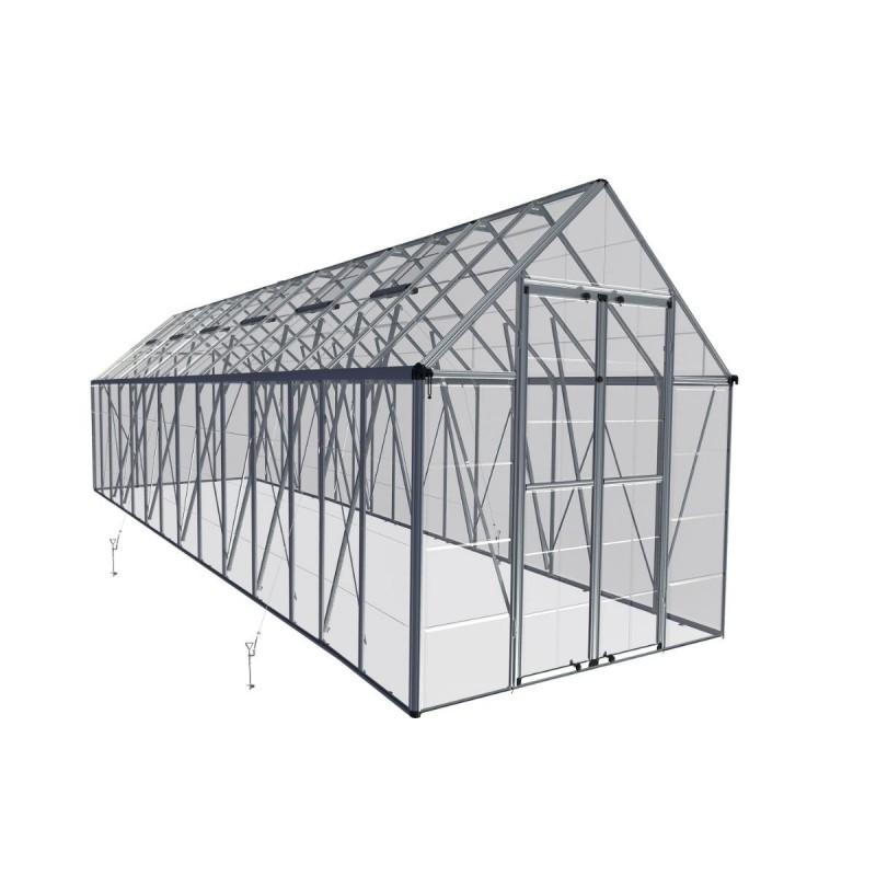 Palram – Canopia 8x28 Snap & Grow Hobby Greenhouse Kit - Silver (HG8028)