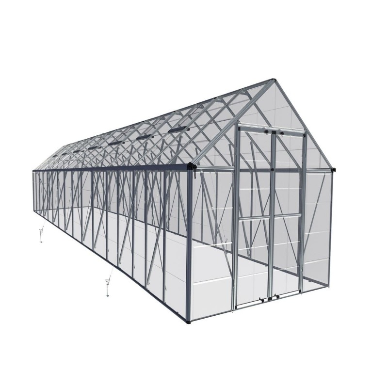 Palram – Canopia 8x32 Snap & Grow Hobby Greenhouse Kit - Silver (HG8032)