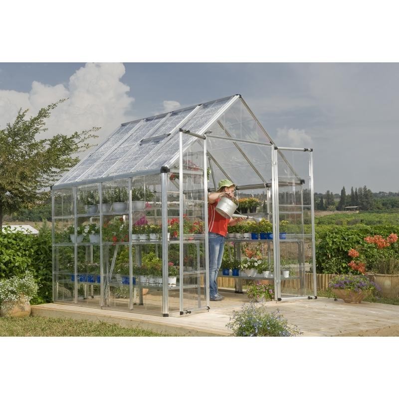 Palram – Canopia 8x8 Snap & Grow Hobby Greenhouse Kit - Silver (HG8008)