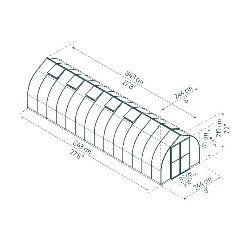 Palram - Canopia Bella 8 X 28 Greenhouse - Silver (HG5428) - Image 7