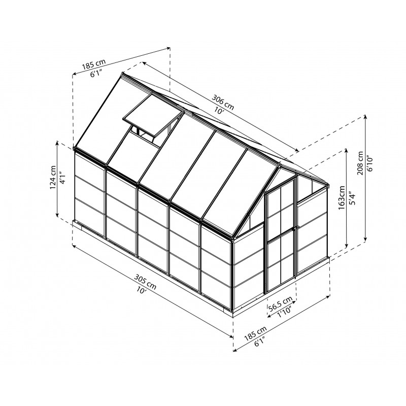 Palram - Canopia Hybrid 6' X 10' Greenhouse - Green (HG5510G) - Image 3