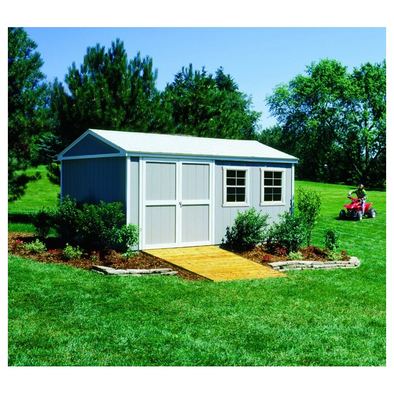 Handy Home Somerset 10x14 Wood Storage Shed Kit With Flexible Door Locations - Floor Kit Included (18415-4)